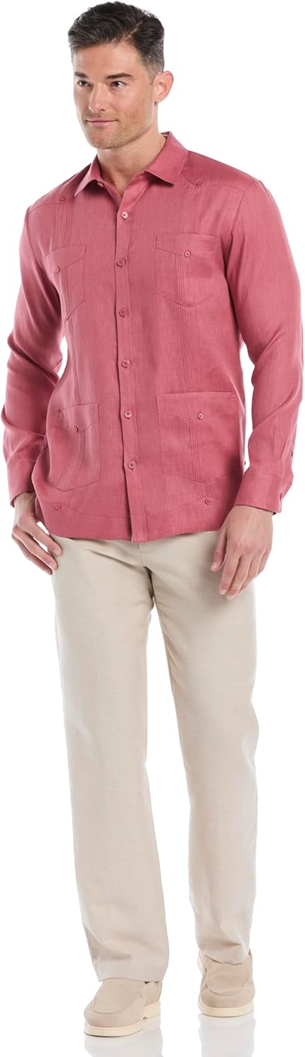 Cubavera Men's 100% Linen Four-Pocket Long Sleeve Guayabera Shirt, Pintuck Detail, Relaxed Fit (Available in Big & Tall) - Image 4