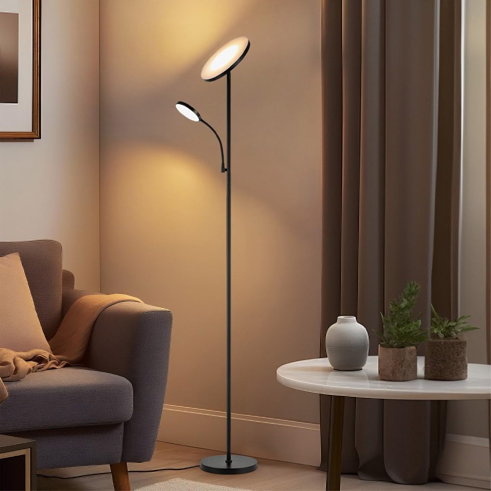 wonderlamp Lámpara de pie LED Niela CCT Dim (30+6W). Luz regulable, control táctil.
