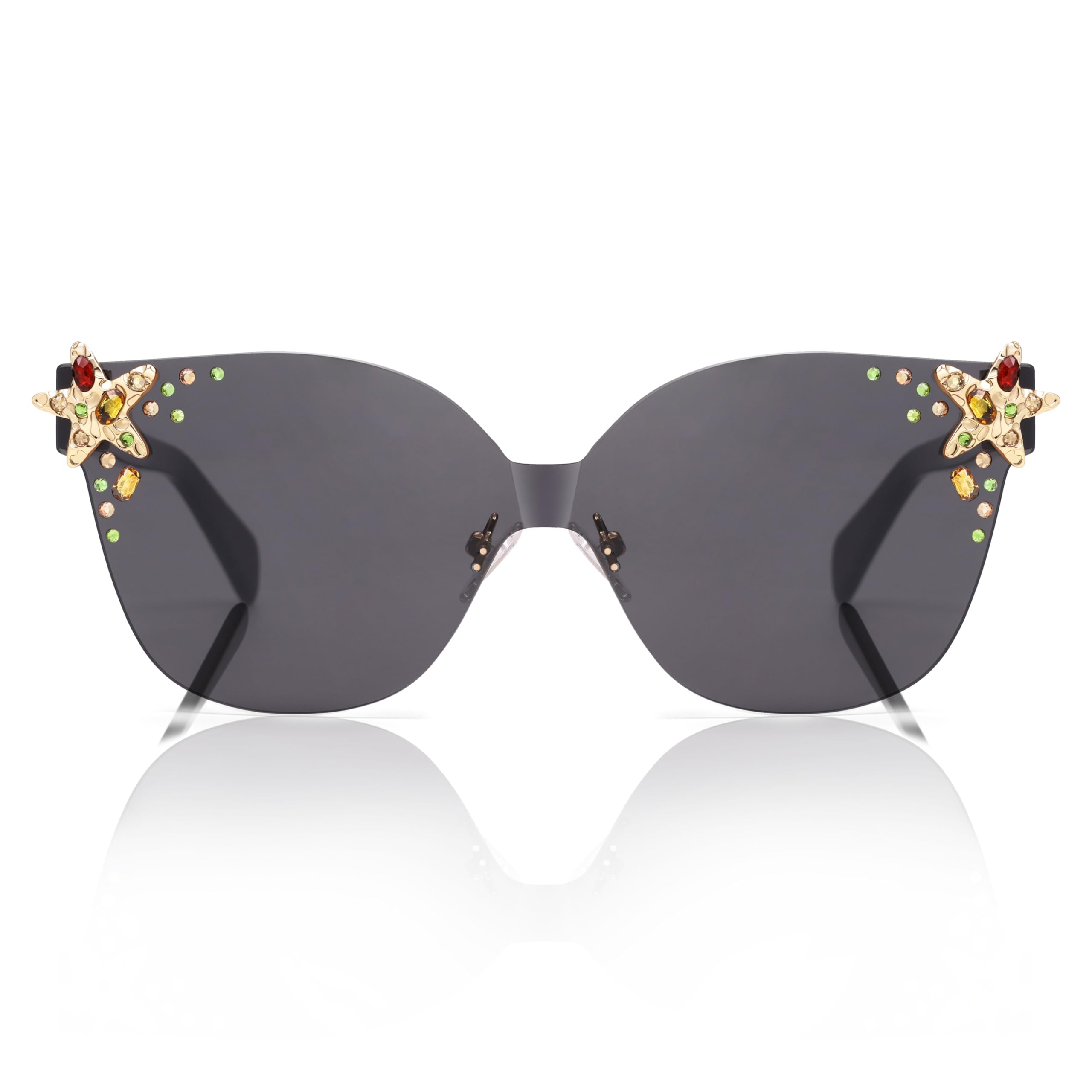 SOJOS Occhiali da sole quadrati oversize donna acetato con accenti stellati protezione UV400, Glowheart