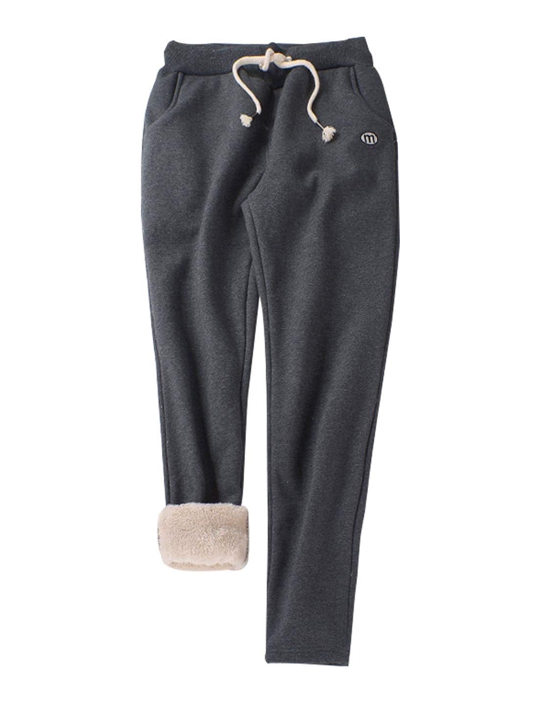 Gihuo Womens Sherpa Lined Sweatpants Winter Casual Jogger Sweat Pants Warm Athletic Thermal Fleece Lining Lounge Pants