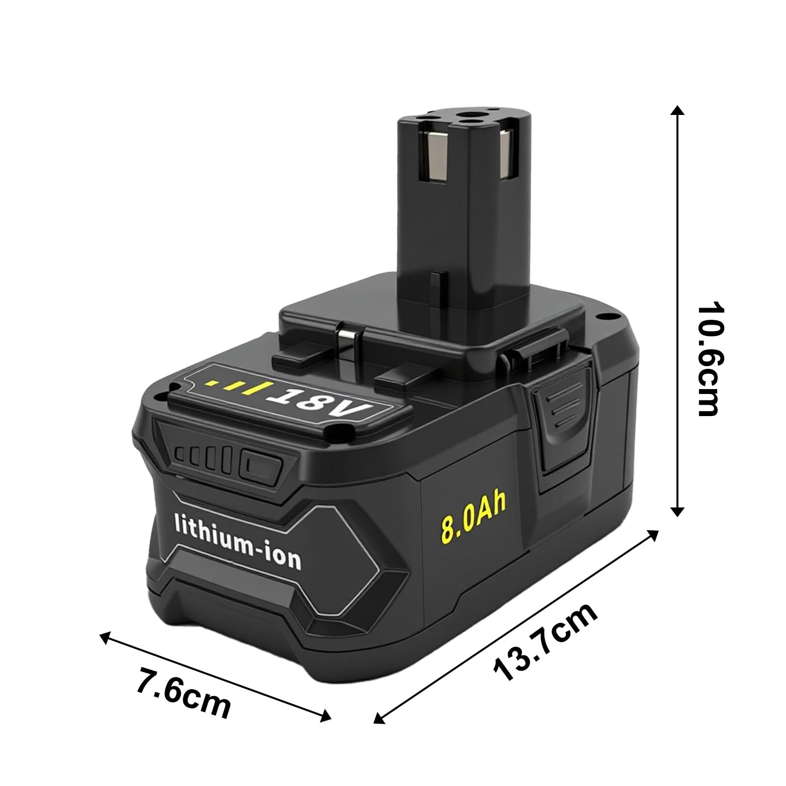 Batería de repuesto de 8,0 Ah para batería de 18 V, batería de iones de litio de alta capacidad con indicador LED, compatible con ONE+ 18 V Cordless Power Tools, con protección contra sobrecarga