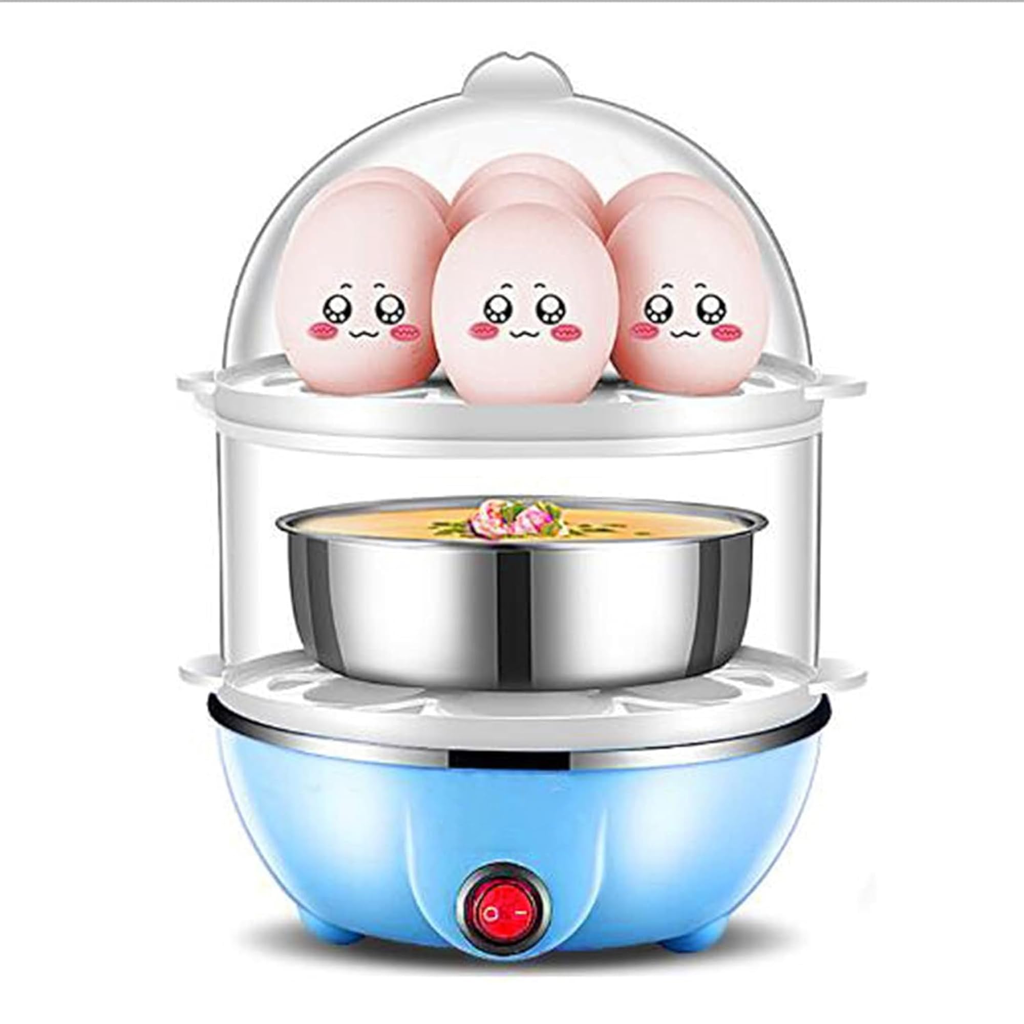 DIVESTS Multi Function Electric 2 Layer Egg Boiler Cooker and Steamer 14 Egg Cooker Double Layer Fast Boiling Poached Eggs Soft Hard Eggs Kitchen Appliance