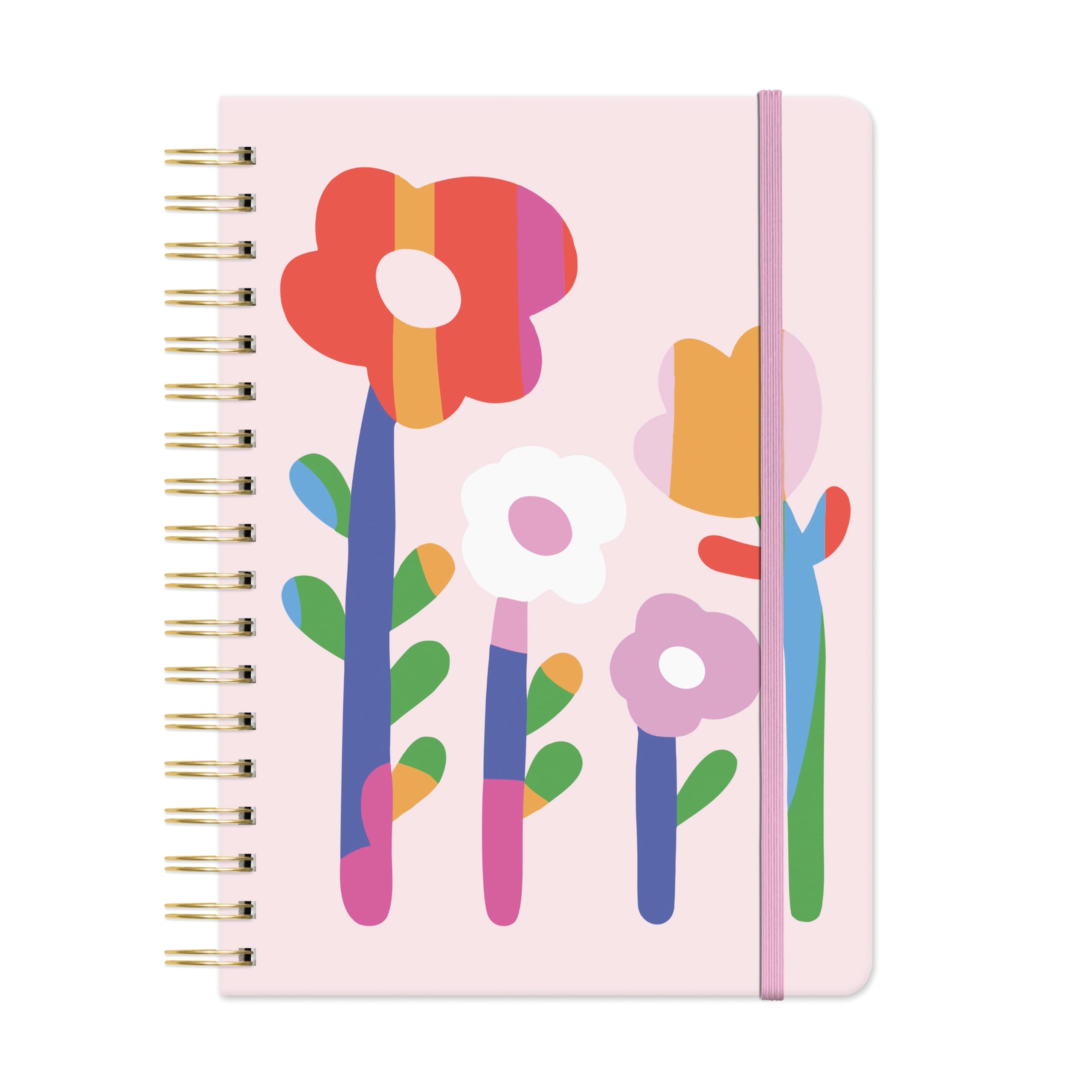Agenda giornaliera senza date, planner settimanale e mensile con adesivi, calendario Orange Circle Studio 17 mesi, 17,8 x 24,4 cm, ideale per scuola e ufficio, planner Tri-Tab, stampa fiera floreale