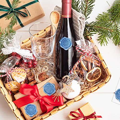 Whaline 80Pcs Christmas Wax Seal Stickers Snowflake Envelope Seal Stickers 3D Blue Snowflake Self-Adhesive Embossed Stickers For Xmas Winter Greeting Invitation Cards Packages Gift Decor, 4 Design #TOP5