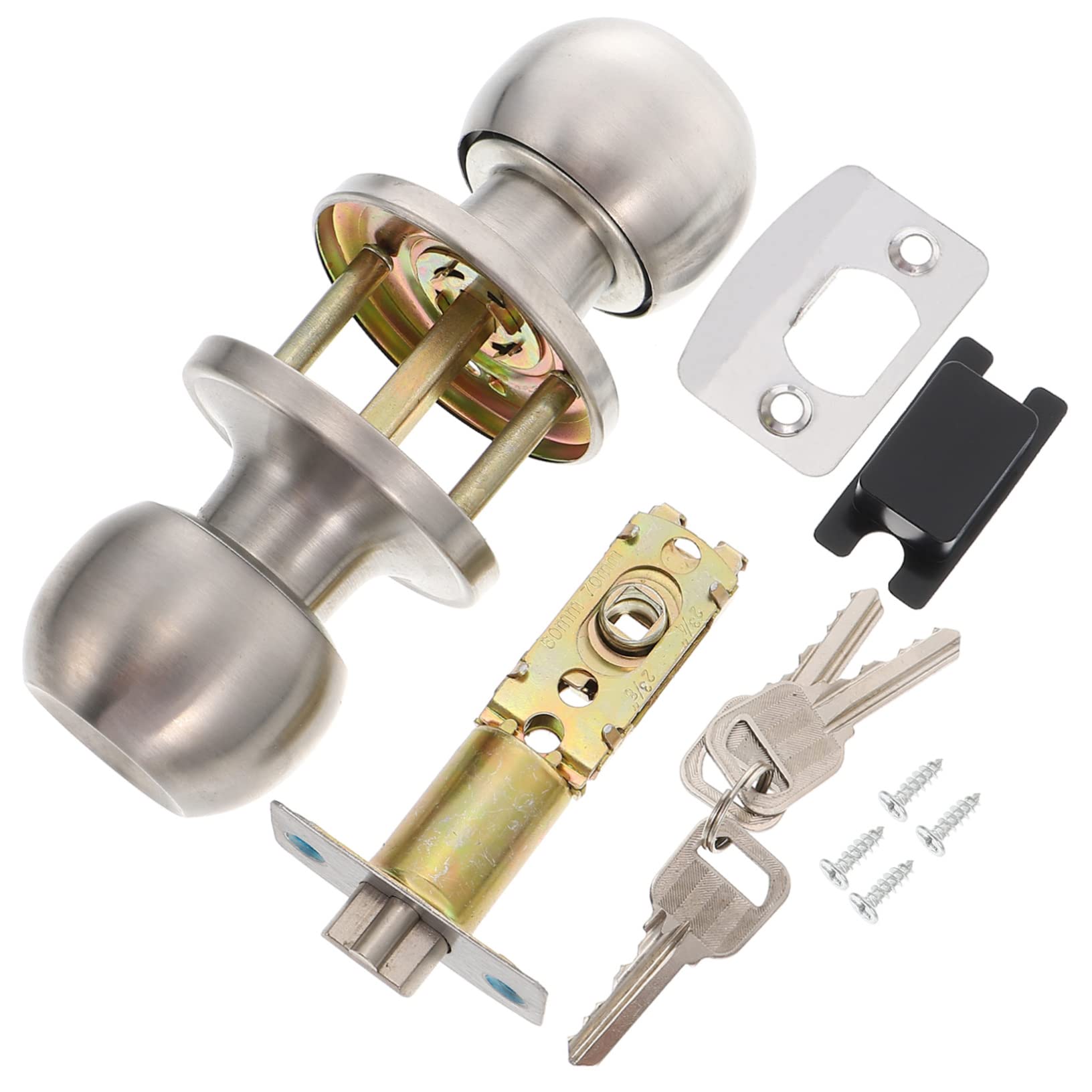 NUOBESTY Cerradura De Puerta Interior Con Tres Barras Y Manilla De Acero Inoxidable 6.29X2.55X2.55In Con Llave Incluida Resistente a La Corrosión Para Seguridad En Hogar Y Dormitorio