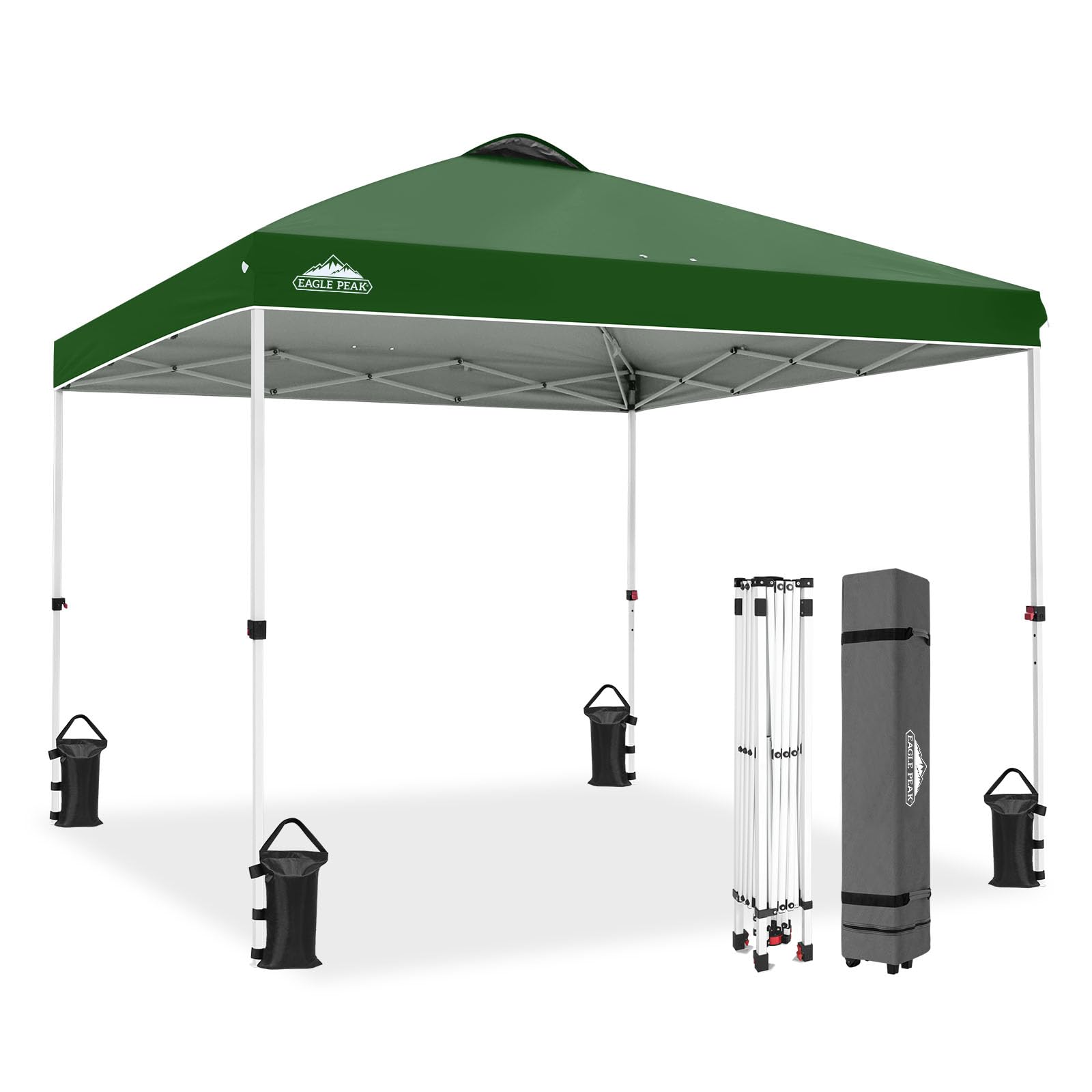 EAGLE PEAK 3m x 3m Pop Up Gazebo Tent Instant Outdoor Canopy Straight Leg Shelter (Green)