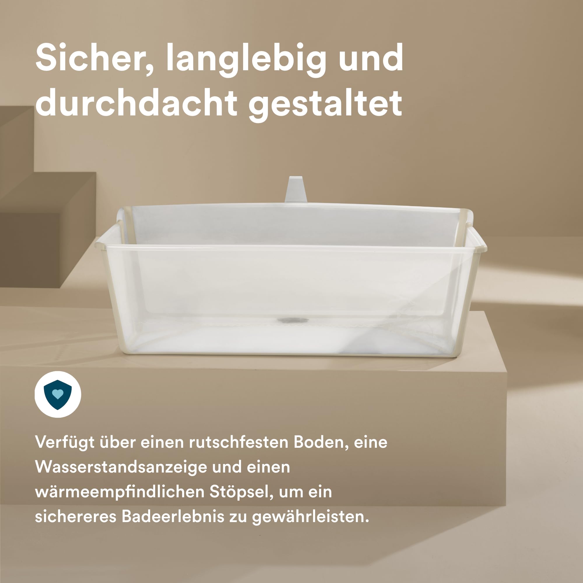 Stokke Flexi Bath X-Large, Sandy Beige faltbare Babybadewanne – leicht, langlebig und einfach zu verstauen – praktisch für zu Hause oder auf Reisen – von 0 bis 6 Jahren