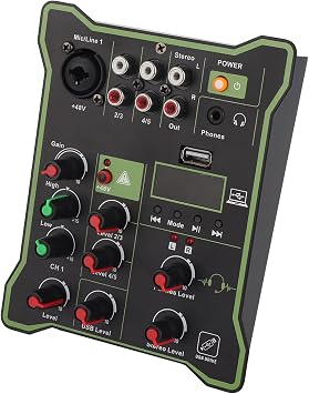 5 Channel Line Mixer with Bt USB, Mini Audio Mixer for Mobile Phones Tablets Computers