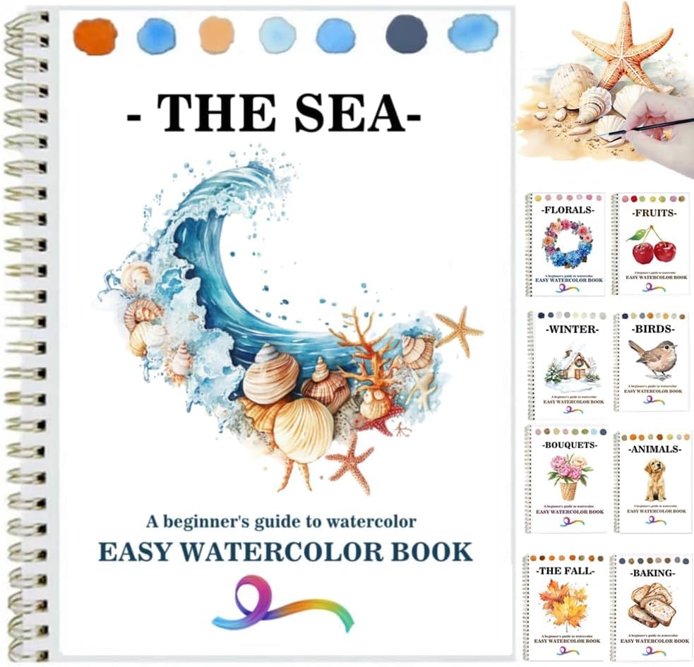 Watercolor Workbooks Coloring Book Beginner Friendly Painting Kit Easy Nature Scenes Pain…