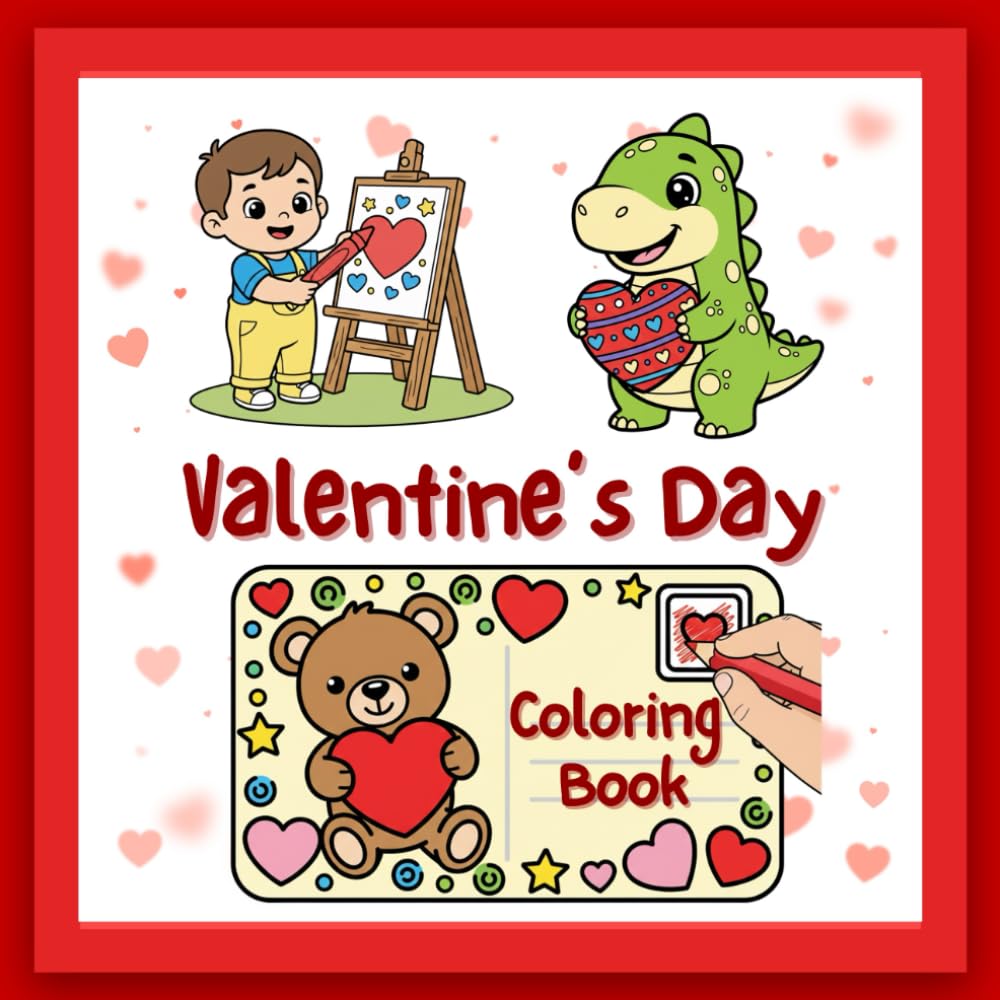 Valentine's Day Coloring Book: Bold and Easy Coloring for Toddlers and Kids Ages 1-4 (Simple, Easy, Fun Coloring Books)