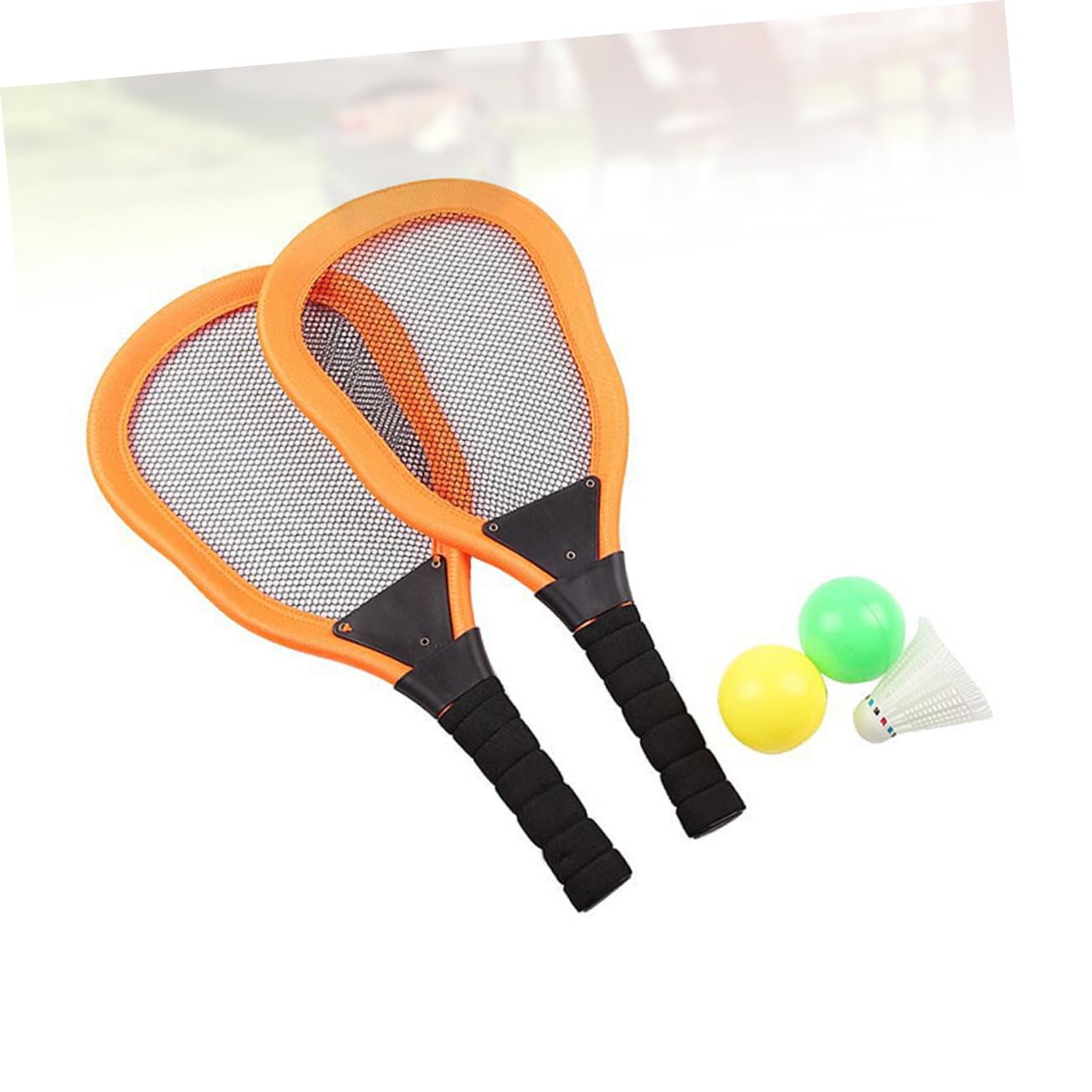 Mikikit 5pcs Beach Racket Durable Cloth Art Tennis Badminton Rackets with Ocean Balls for Play for Boys Random Color