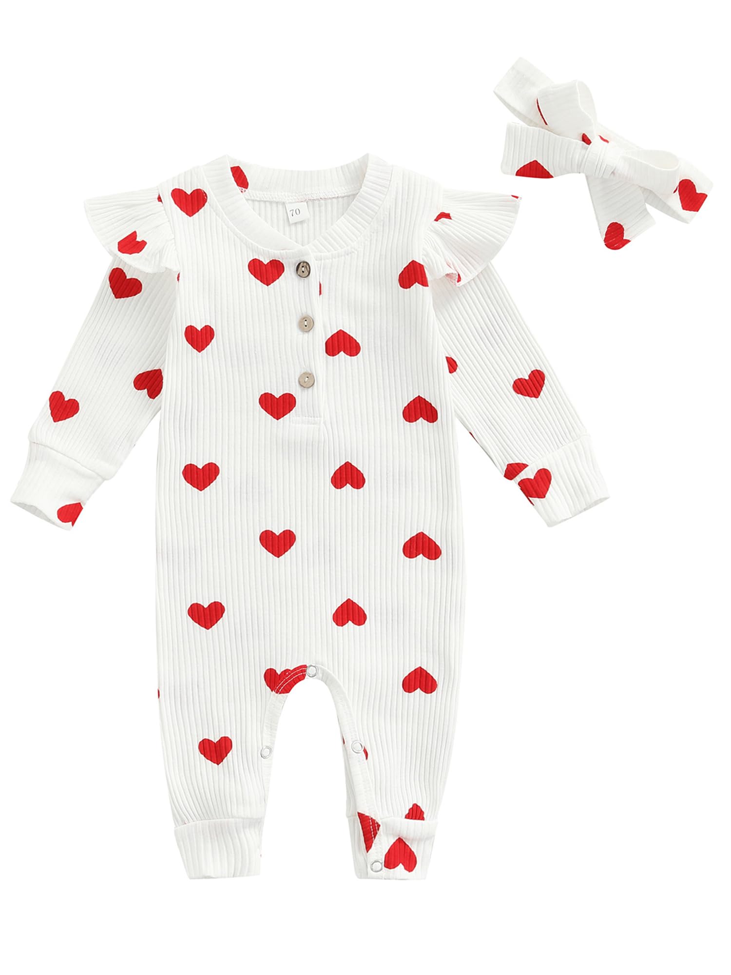 ZZLBUFNewborn Infant Baby Girl Clothes Ruffle Long Sleeve Romper Jumpsuit Bodysuit Headband 2Pcs Outfits Sets