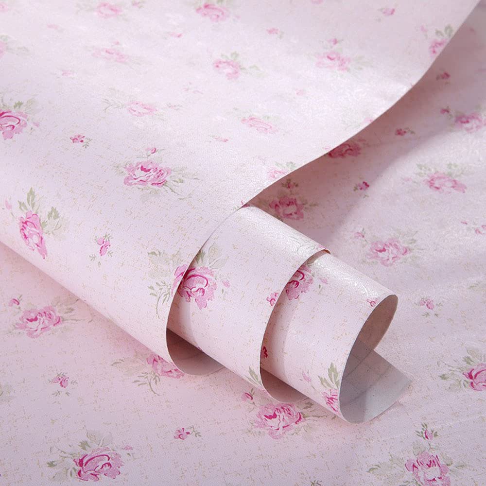 Revêtement autocollant vinyle rose floral 45x50 papier adhésif meuble