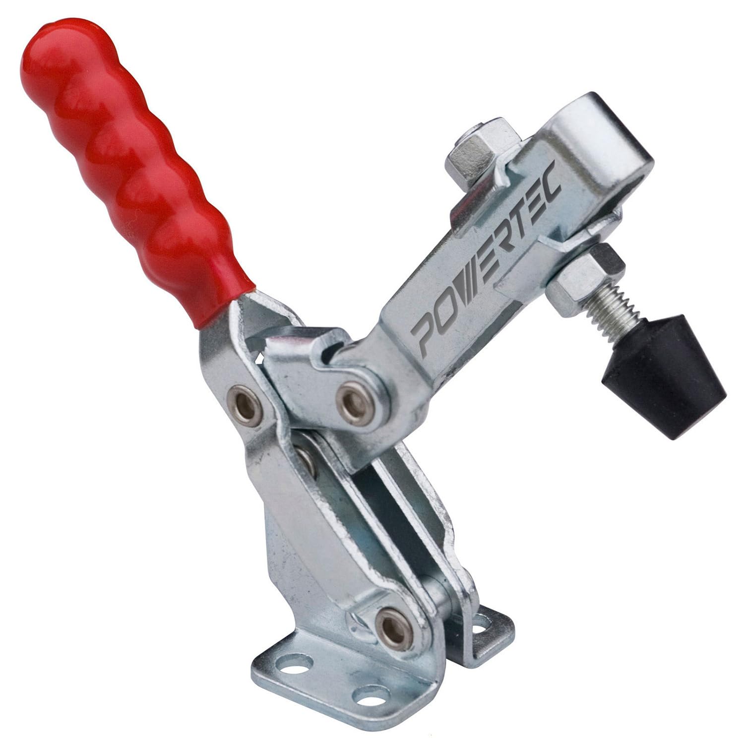 POWERTEC 1PK Toggle Clamp, 500 lbs Holding Capacity, 12130 Quick Release Vertical Clamps w/ Antislip Rubber Pressure Tip for Woodworking Jigs and Fixtures, Welding, Drill Press, Crosscut Sled (20305), Pack of 1