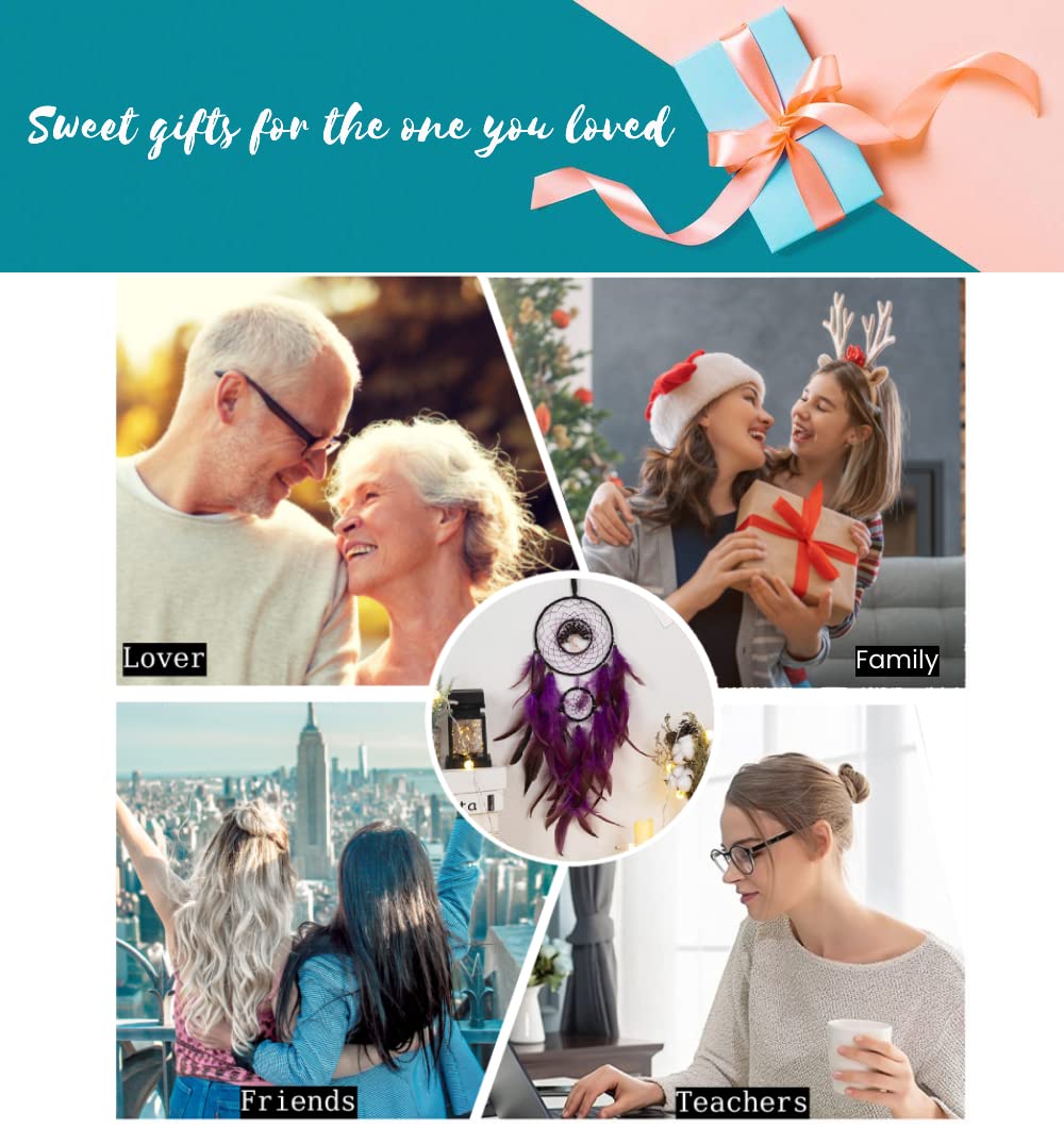 Purple Dream Catcher for Girls Boys Kids,Dream Catchers for Bedroom Adult Tree of Life Crystal Feather Dream Catcher Wall Decor,Teen Girls Room Decor,Native American Decor Dream Catcher Dreamcatcher