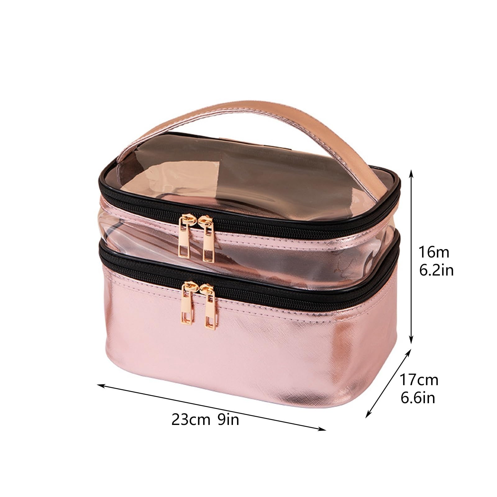 Kosmetyczka Przezroczysta dwuwarstwowa kosmetyczka Wielofunkcyjna kosmetyczka Przenośna wodoodporna kosmetyczka do przechowywania (Color : A, Size : 9 * 6.6 * 6.2IN)
