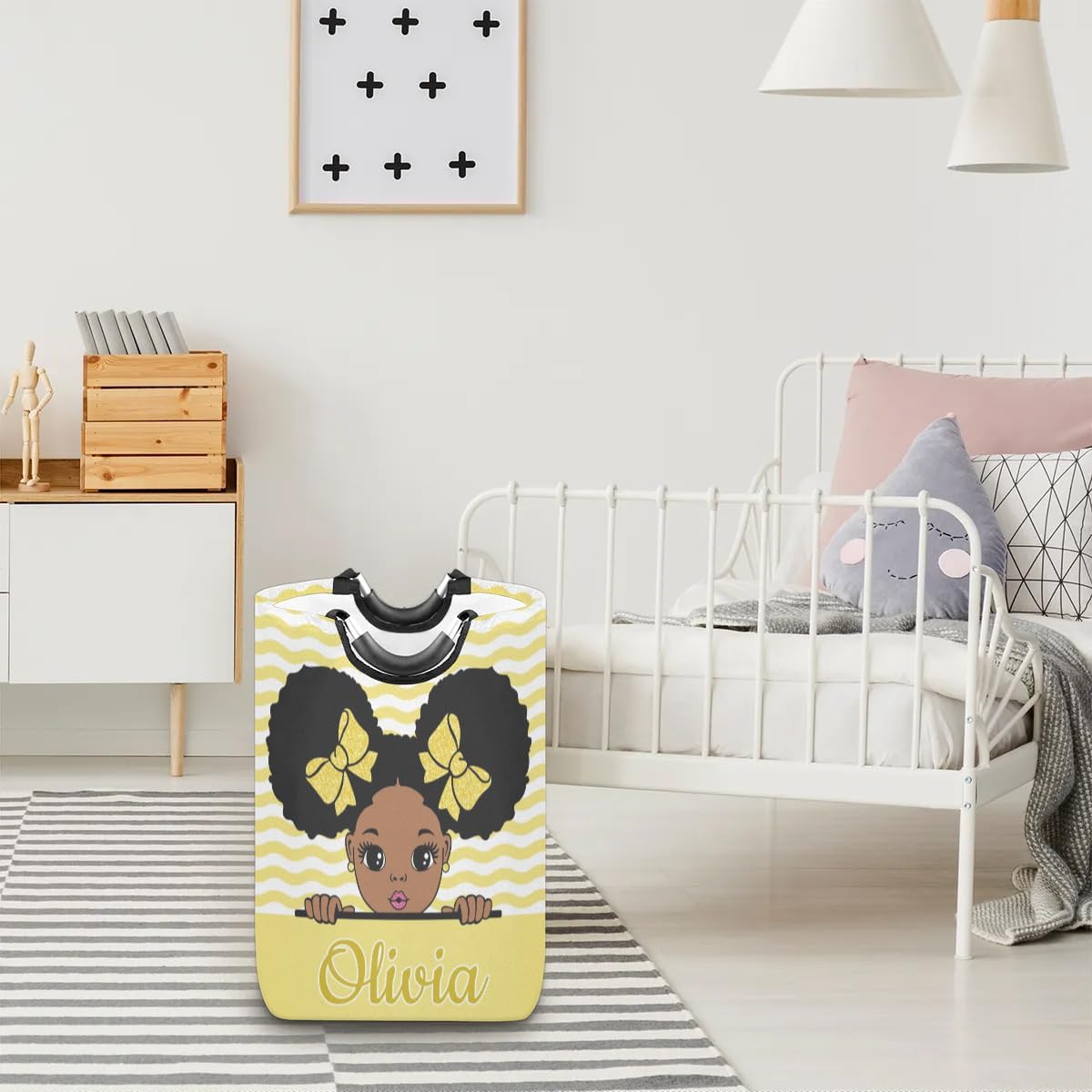 Personalized Laundry Basket with Handles, Custom Laundry Hamper with Name for Bathroom, Dirty Clothes Storage Basket Gifts for Men Women Boys Girls - Princess Girl