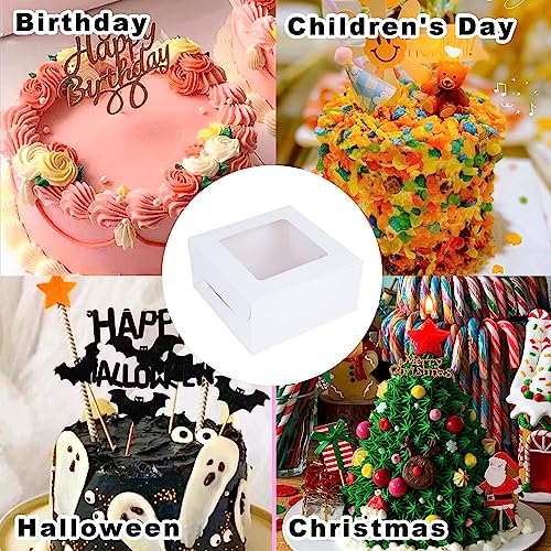 Zzrywuty 10x10x5 Inches Cake Box with Cake Board Set (10Pcs,5Pcs Boxes& 5Pcs Boards) Bakery Boxes Cajas Pasteles for Cake,Pastries,Chocolates,Cookies,Pie