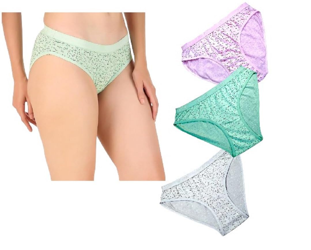 Women's 100% Pure Cotton Hipster Innerwear Floral Printed Panty - Soft, Comfortable & Skin-Friendly | Underwear Colours Pink, Green & Gray-picture-15