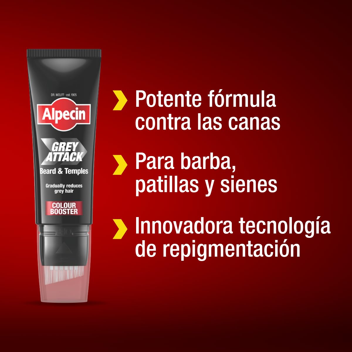 Alpecin Grey Attack Barba y Patillas Colour Booster 50 ml – Reduce gradualmente las canas con resultado natural sin efecto tinte para hombres