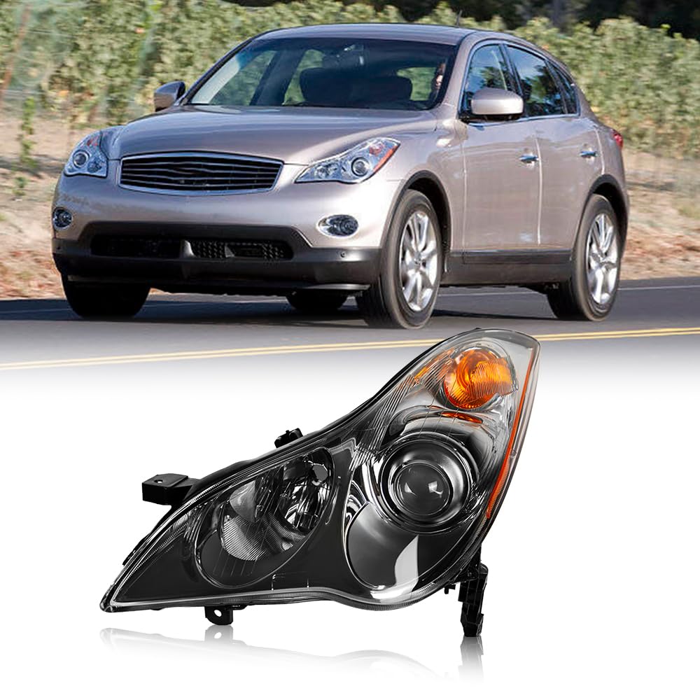 Car Light Compatible with 2014-2017 Infiniti EX35 QX50 Halogen Headlight Assembly LED Projector Headlamp Driver Left Side Replacement