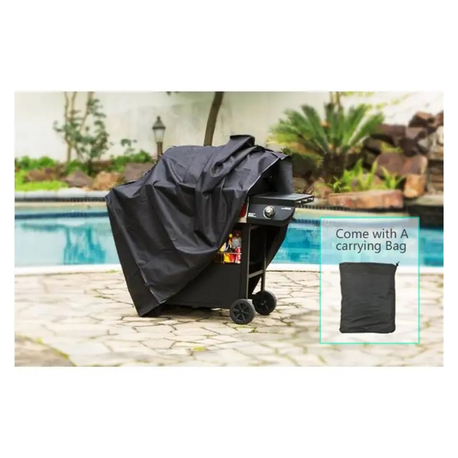 Funda para Parrilla, Funda para Barbacoa, Impermeable, Resistente, para Exteriores, protección contra la Lluvia, Color Negro