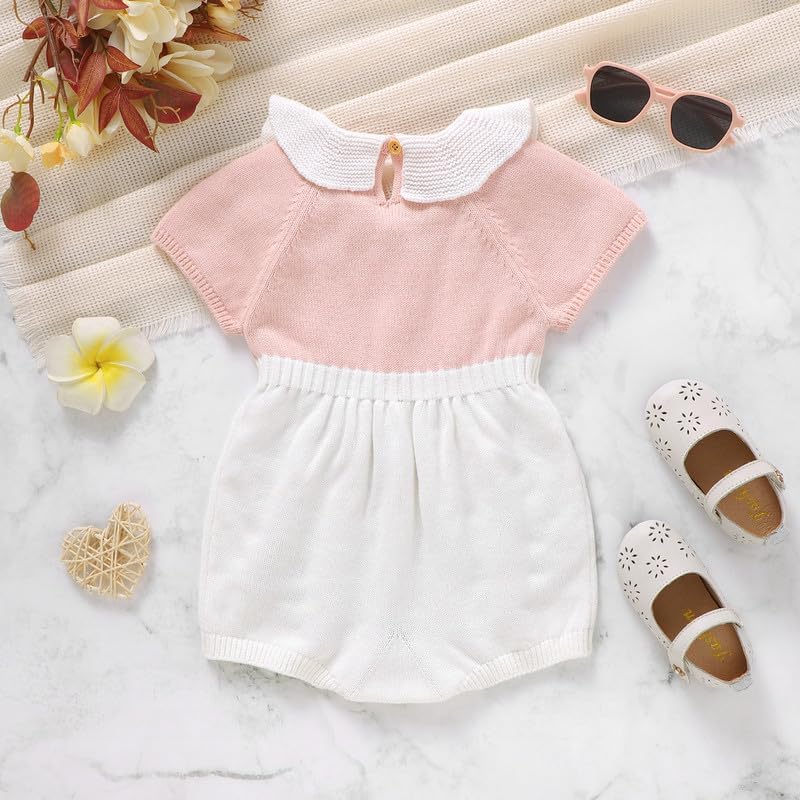 Neiwech Baby Girl Romper Ruffle Neck Short Sleeve Pompoms Knit Rompers Newborn Infant Jumpsuit Summer Outfits Clothes - Image 3