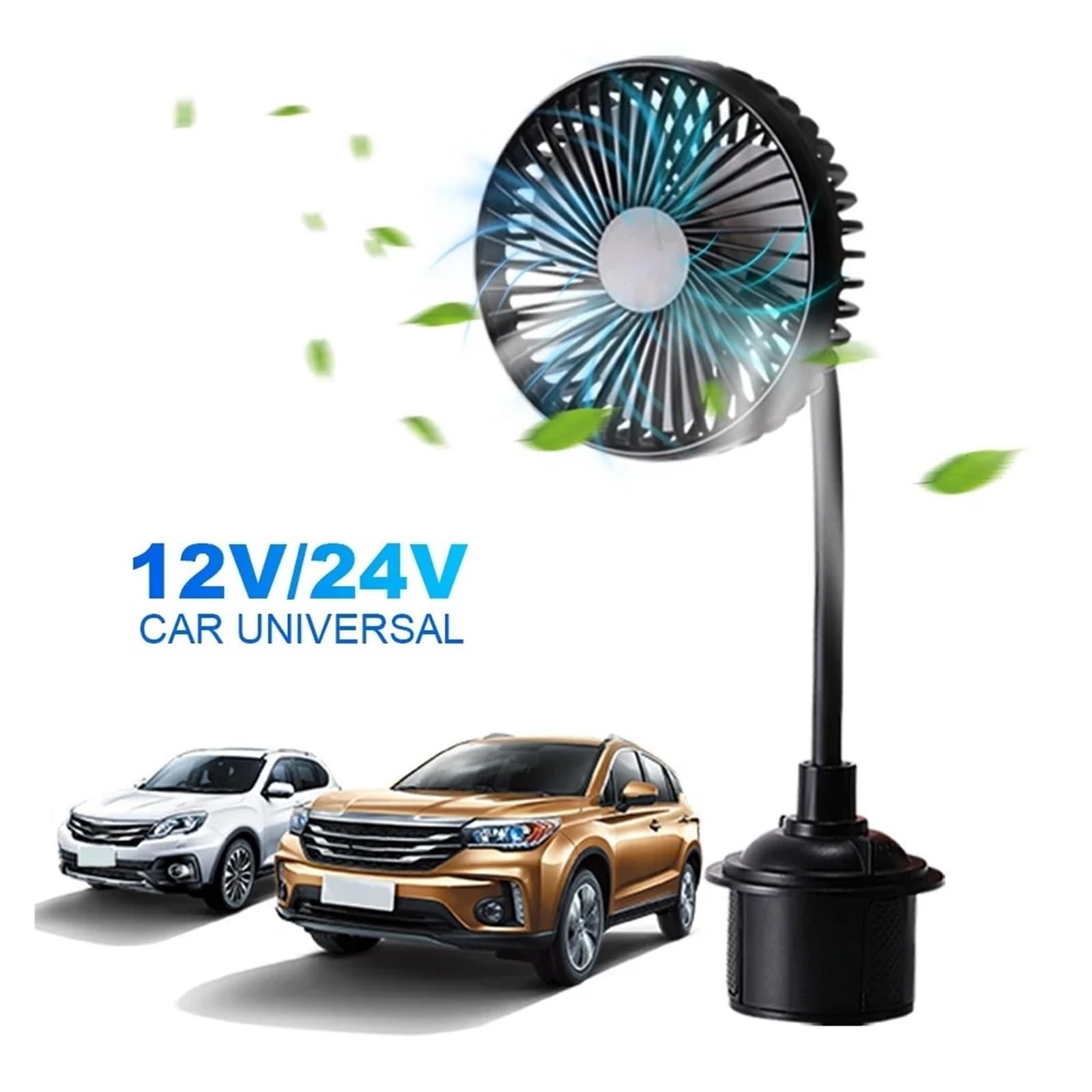 Ventilador Circulador De Aire Interior Doble Cabez Ventilador Enfriador Automático USB De 3 Velocidades Potente Y Silencioso Portavasos Portátil Para Furgoneta Camión SUV RV