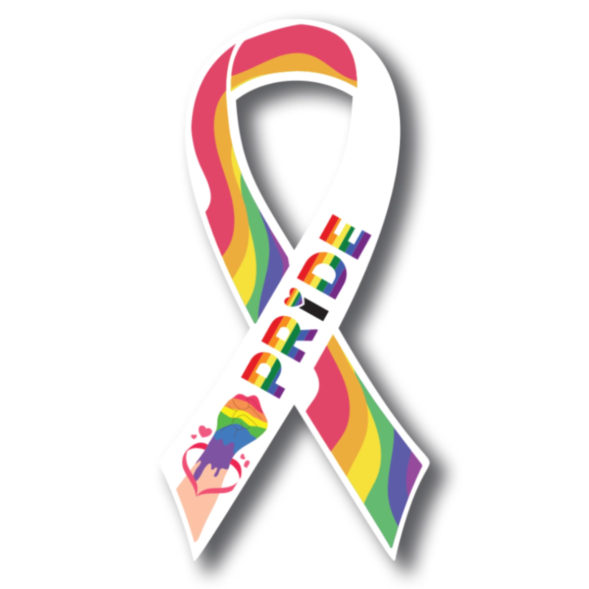 Magnet Me Up LGBTQ Gay Pride Ribbon Magnet - Pride Text Support Magnet Decal 3.5x7 Inch, Waterproof Car, Truck, Fridge, Locker, LGBTQ Rights Equality Gift, UV Printed Vinyl, Made in USA