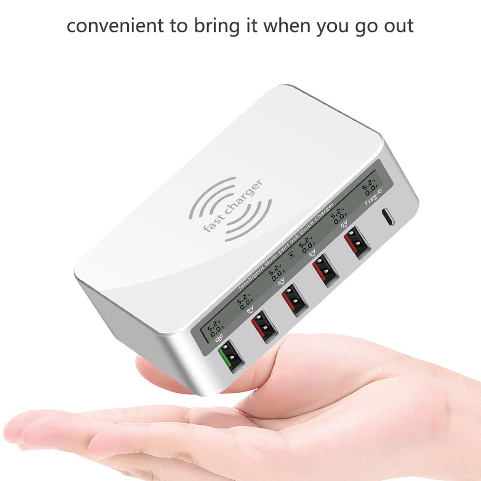 Station de Charge Rapide USB à 6 Ports avecQC 3.0, Chargeurs PD, écran LED pour Une Large compatibilité (Prise UE)