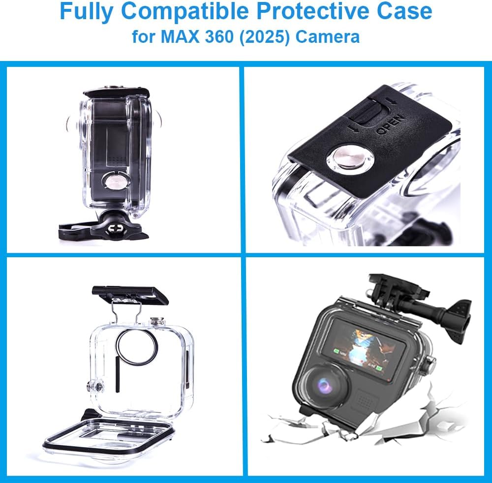 Touchscreen Waterproof Case for GoPro MAX 360 (2025) Camera,25M/82FT Underwater Diving Protective Shell for Go Pro Max 360 2025 Accessories (Not Compatible with Gopro MAX 360 2019/MAX 2)