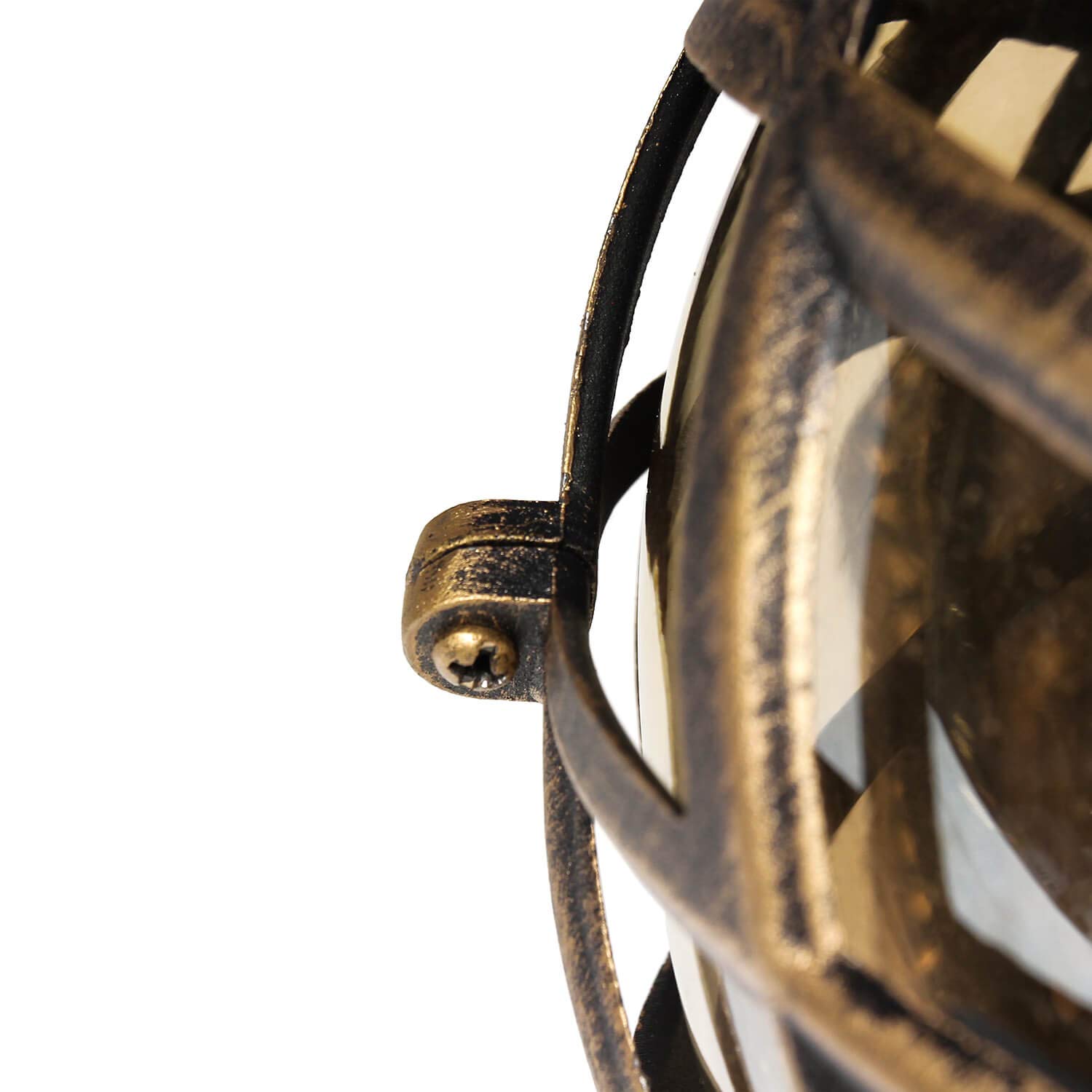 Easylight Lampada da parete da esterno Kairo design retrò in stile rustico a lanterna con forma a sfera bronzo antico IP44 E27 per porta d'ingresso giardino