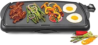 BELLA Electric Griddle & Flat Grill with Nonstick Large Cooking Surface and Removable Probe for Eggs, Tortillas, Pancake and more, 10.5