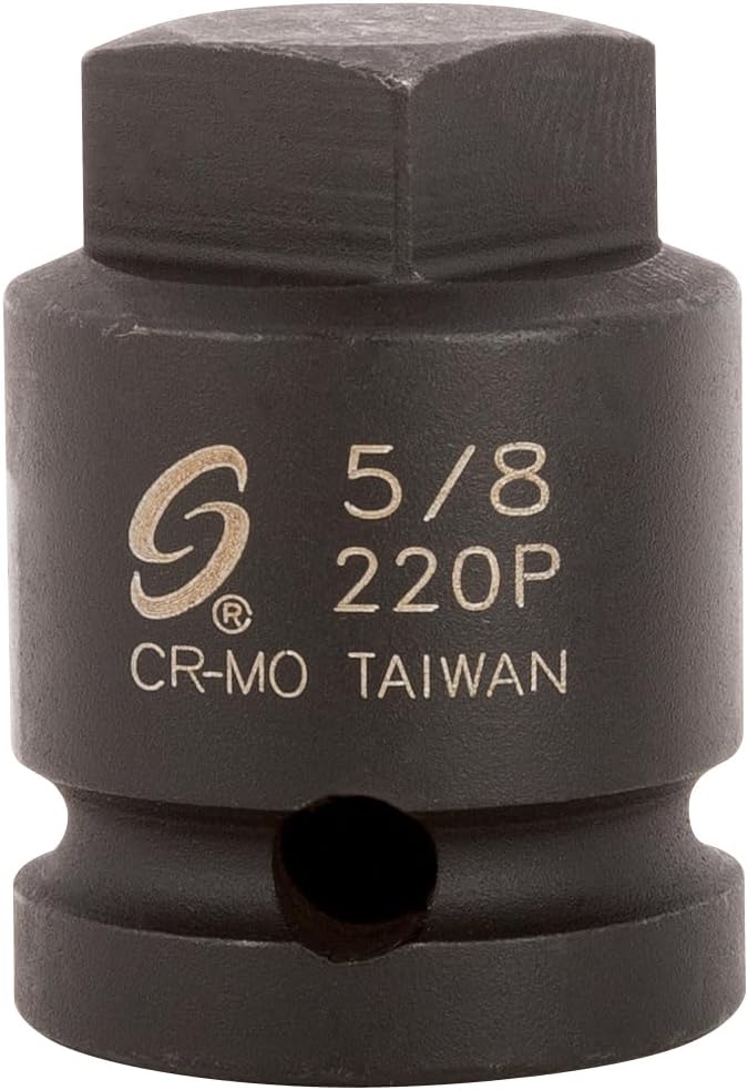 Sunex 220p 1/2-Inch Drive 5/8-Inch Male Pipe Plug Socket, Black