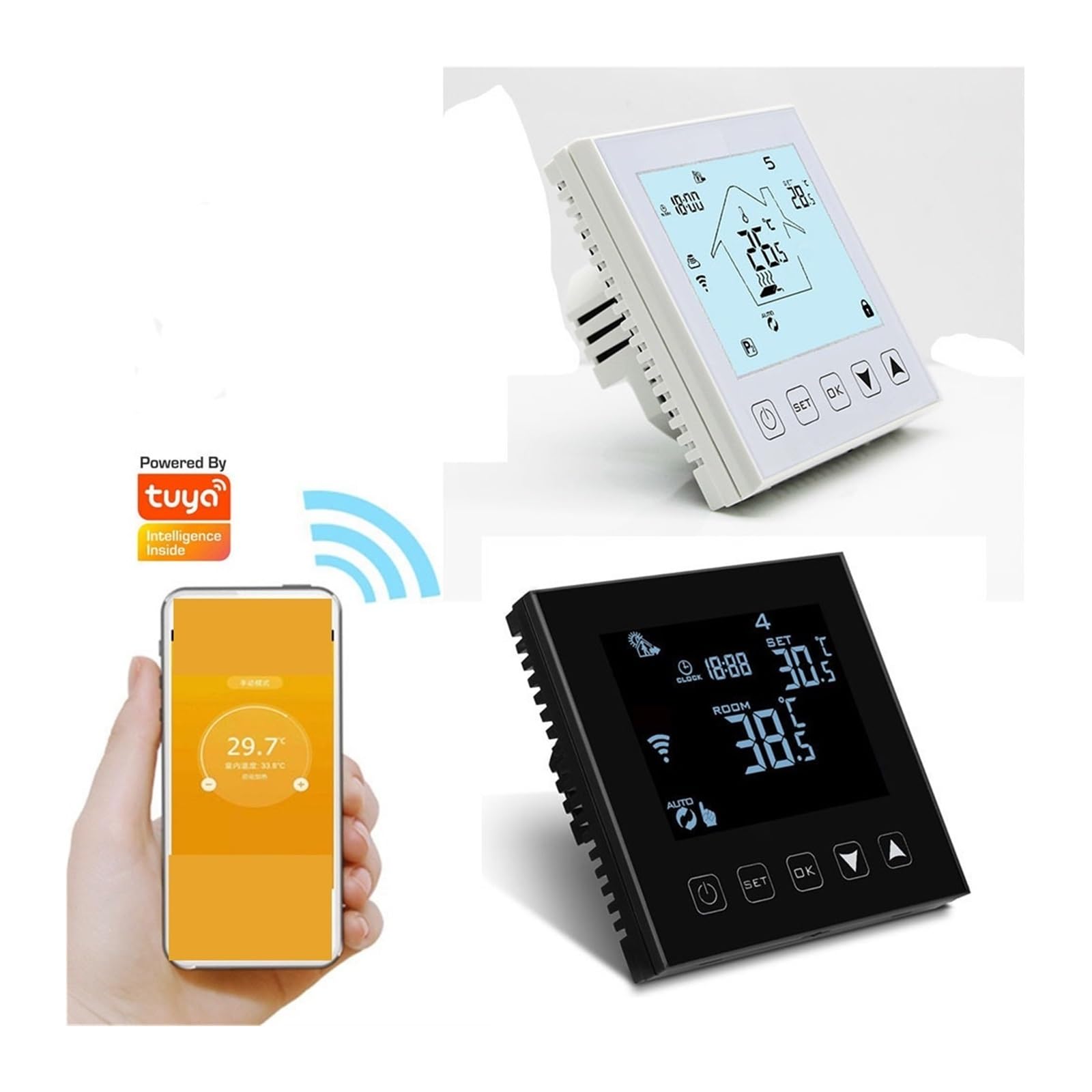 Smart WiFi Touch Termostat Bezprzewodowy regulator temperatury do wody/elektrycznego ogrzewania podłogowego Woda/kocioł gazowy działa Informacja O ZgodnośCi(16A Electric Black)