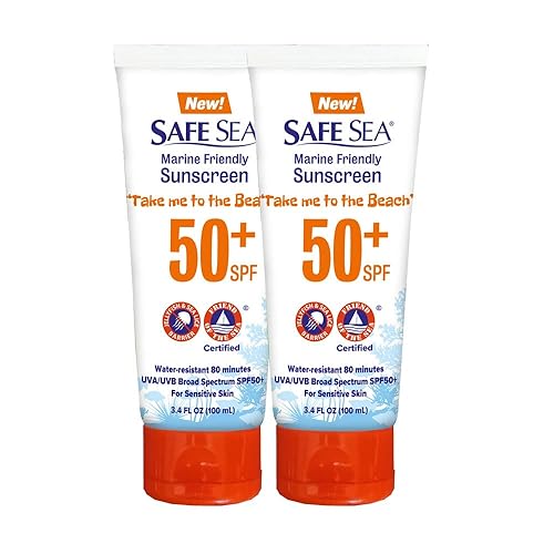 SAFE SEA Loción protectora antipicaduras de medusas - Protector solar - Bloqueador solar - Piojos de mar - Jelly Fish - Adultos 50SPF (Tubo 3.4 oz 2