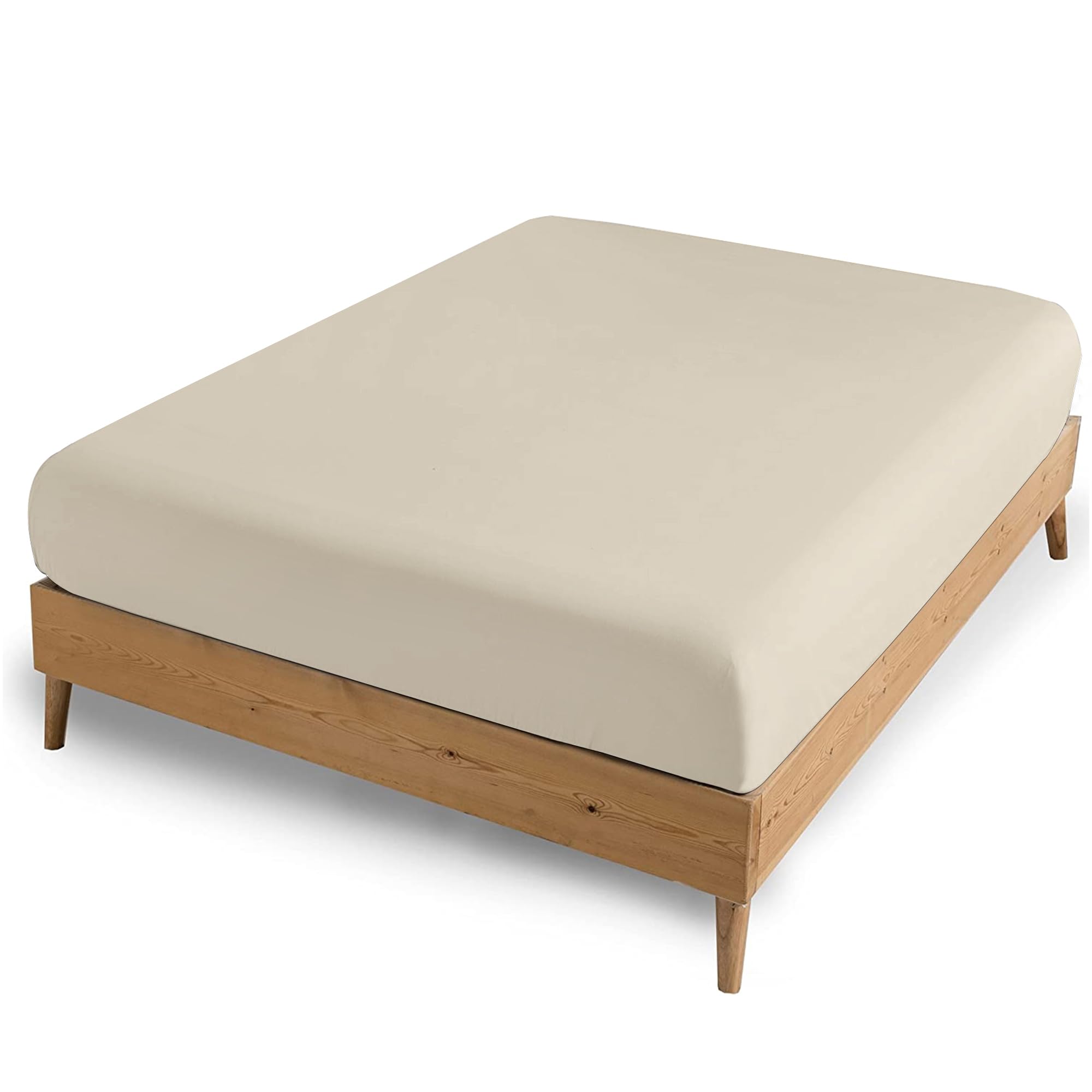 Ameha Cream Super King Fitted Sheet - Bed Sheets Extra Deep Pocket 40Cm Made Of Soft Brushed Microfiber For Super King Bed – Easy Care Shrinkage And Fade Resistant
