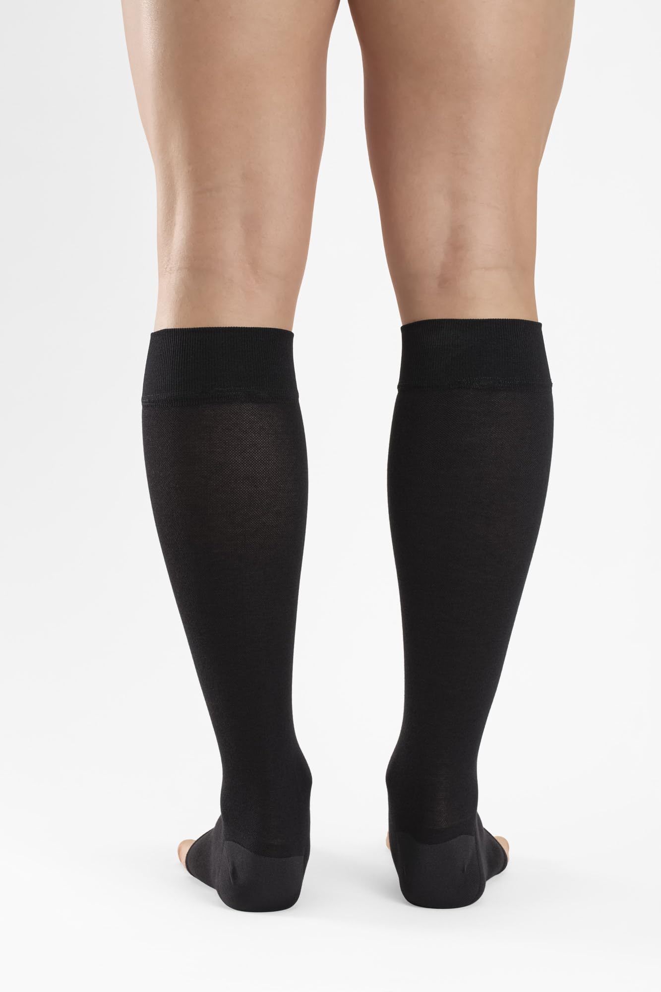 Relaxsan M1050A calcetines punta abierta hasta la rodilla de algodón médico de clase 1 - K1 compresión graduada