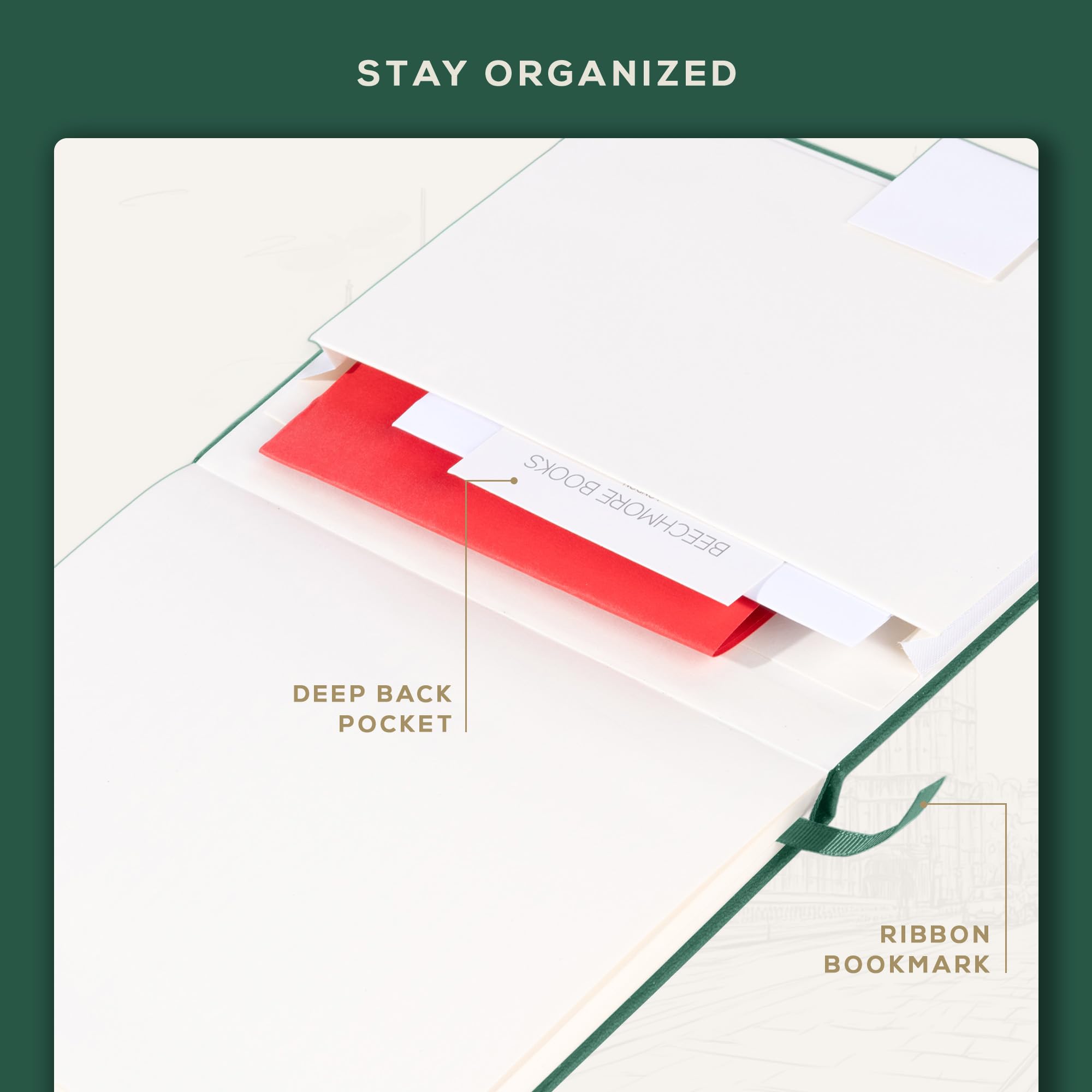 BEECHMORE BOOKS Skizzenbuch A4 Hardcover - 156 Seiten 160g/m² Veganleder Für Künstler