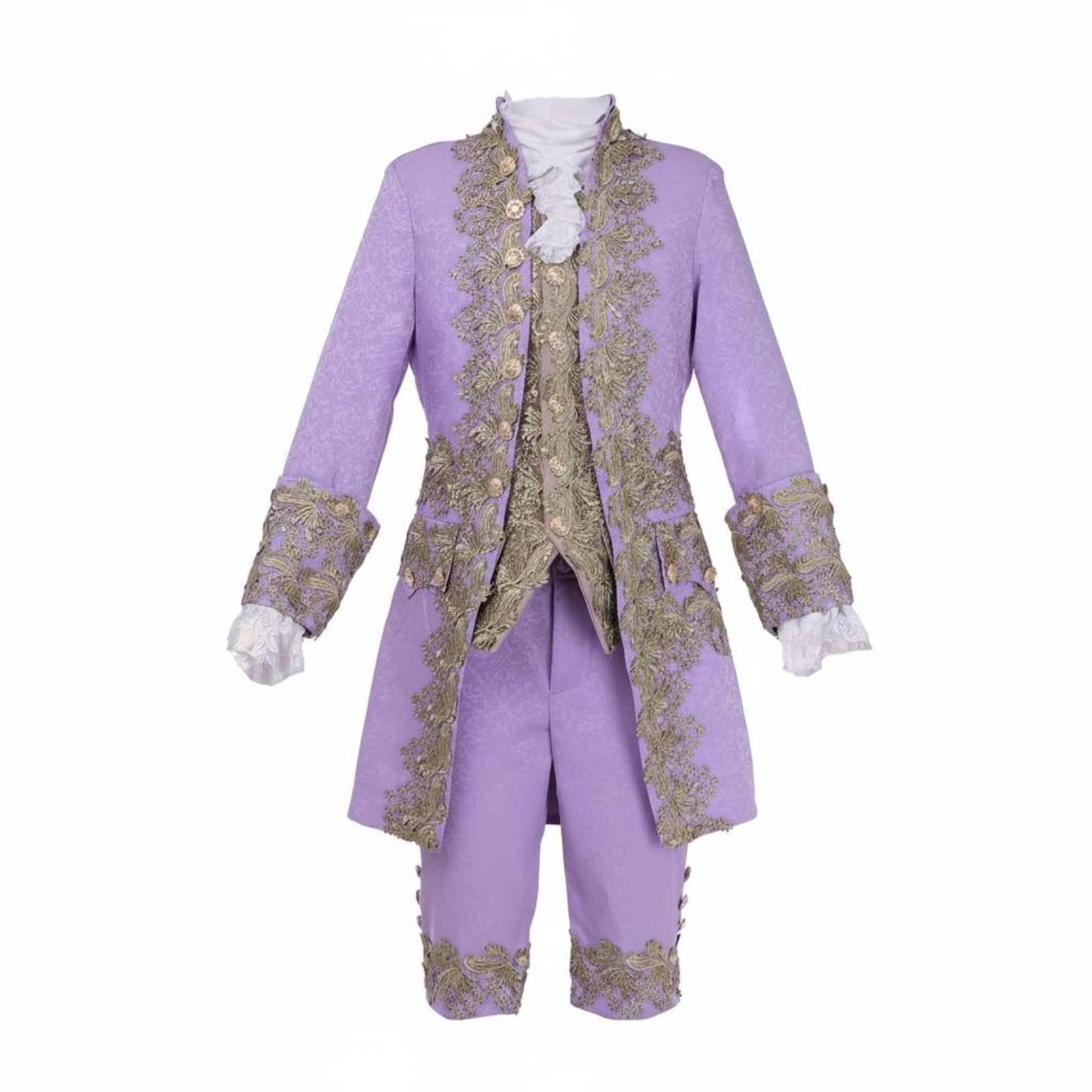 merishopp Halloween Medieval Prince Costume Cosplay Royal Prince Outfit Stage Performance Vintage Royal Suit Retro Design for Men, Purple, S-picture-25