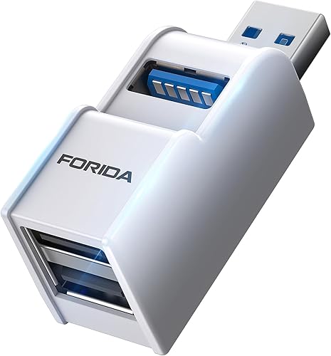 Miniatura 10 de FORIDA Adaptador USB de 3 Puertos, Hub USB con USB 3.0 y Adaptador USB Doble, Divisor USB Portátil 1 en 3 Salidas para Teclado, Disco Duro Móvil,