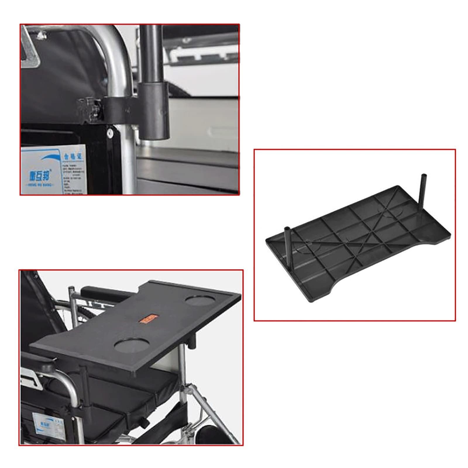 Tavolino per sedia a rotelle con 2 portabicchieri – Scrivania universale rimovibile per sedia a rotelle per mangiare e scrivere – Accessori per sedia a rotelle