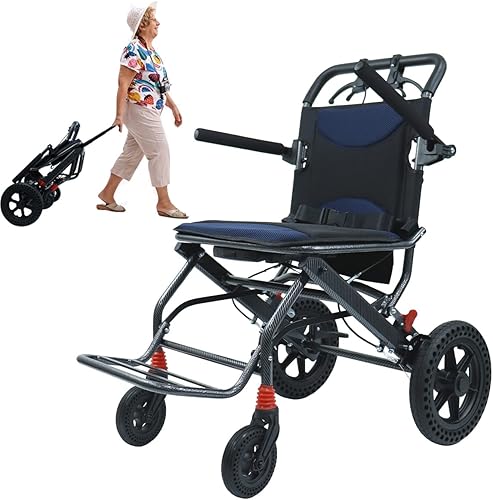 Miniatura 1 de Silla de ruedas portátil ultraligera plegable para adultos y niños con freno de mano - Carros para personas mayores aviones de viaje