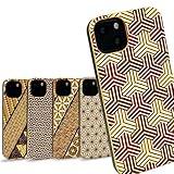 [希少生産 伝統工芸] 寄木細工 スマートフォンケース iPhone アイフォン 木製 TPU ケース 耐衝撃 日本製 (iPhone13, 亀甲（Modernデザイン）)