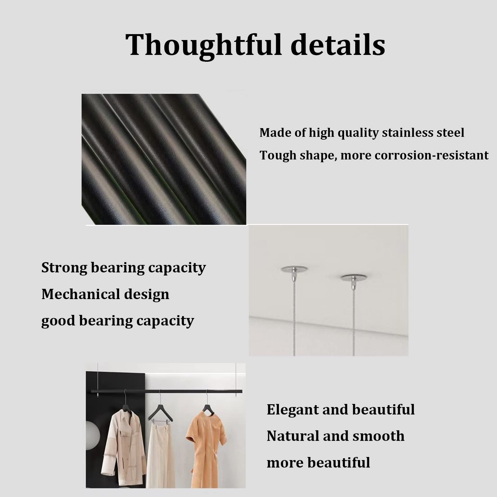 Amazon｜高さ調節可能な天井吊り下げ衣類ラックヘビーデューティ商業用