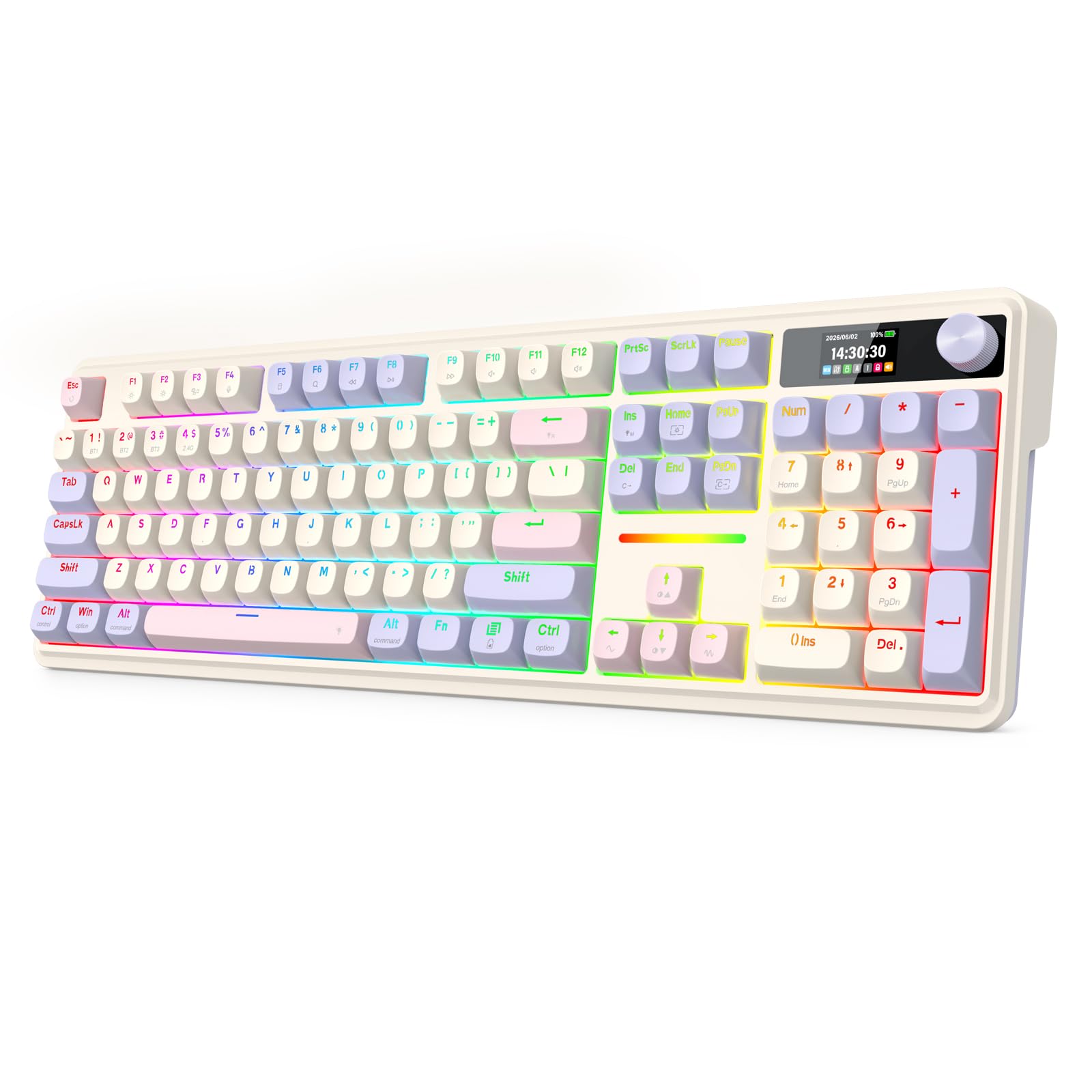 Redragon K762 PRO Wireless 104-Key Gasket Gaming Keyboard, Screen & Knob | Easy-Control LED Info Display, 0-Delay Tri-Mode, Cushioned 5-Layer Noise Dampening for Creamy Thocky Sound, Full-Size 104-Key-image-19