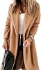 Womens Classic Coat Lapel Collar Open Front Belted Long Jacket