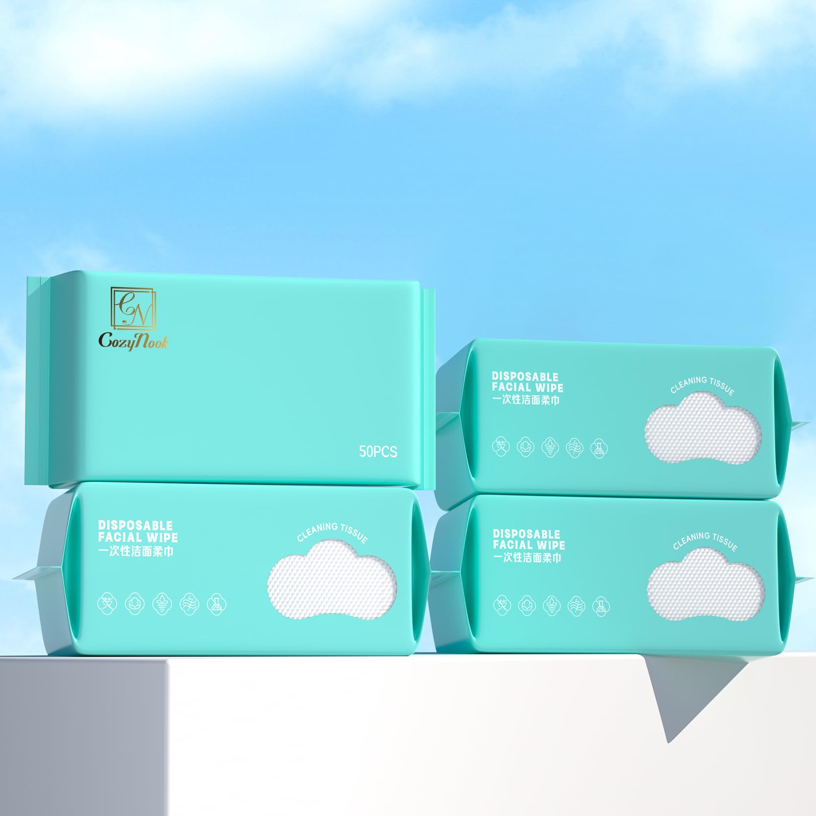 4Packs Disposable Face Towel Soft Washcloths Facial Cleansing Cotton Tissue Wet Dry Wipes Makeup Remover Towel for Skincare (200 Sheets) Thursday