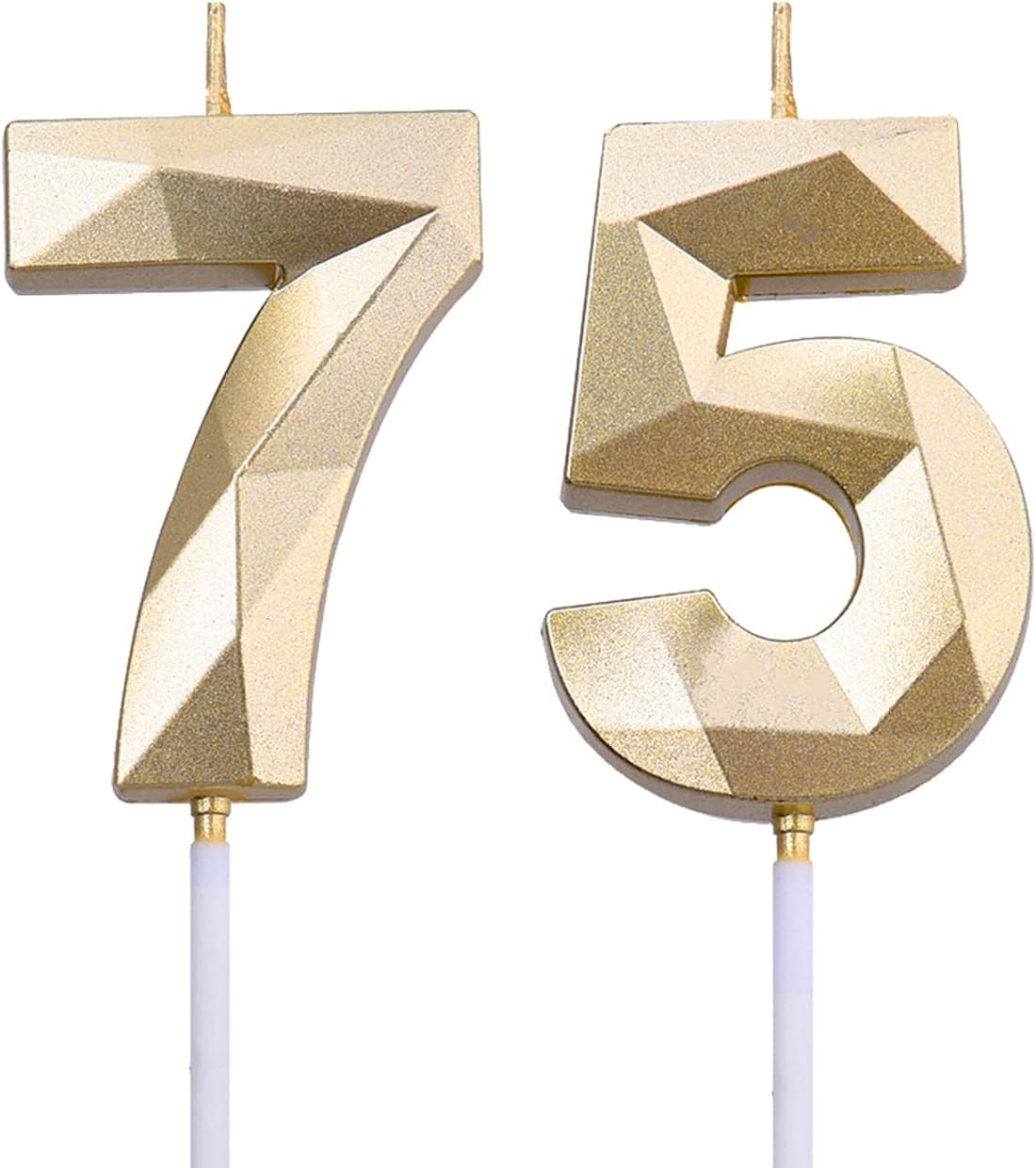 2 in 75th Birthday Decorations for Women Men,Gold 75 Birthday Candles