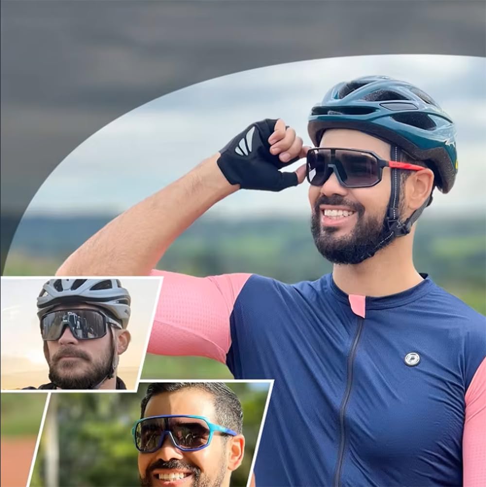 Lunettes De Soleil De Cyclisme Photochromiques UV400 pour Hommes Lunettes De Sport De Course À Pied pour Femmes Lunettes De Route
